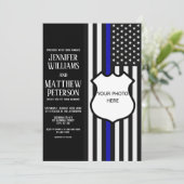 Invitation Insigne Bleu Léger Insigne Photo Insérer (Debout devant)