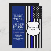 Invitation Insigne Bleu Léger Insigne Photo Insérer (Devant / Derrière)