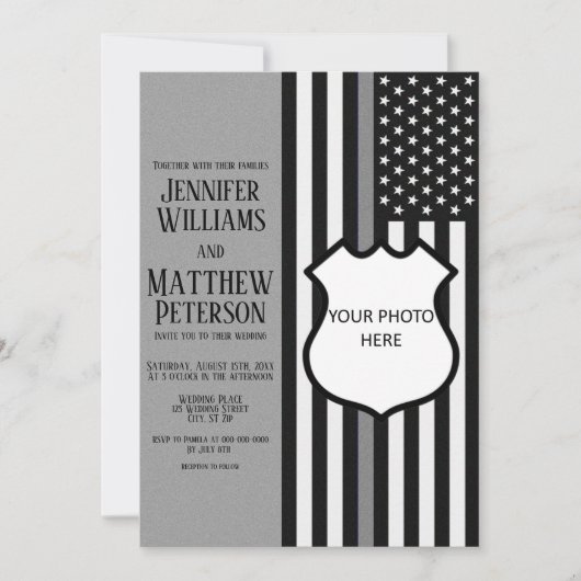 Invitation Insigne de ligne gris mince (Devant)