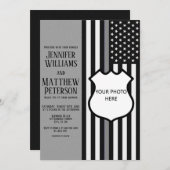 Invitation Insigne de ligne gris mince (Devant / Derrière)