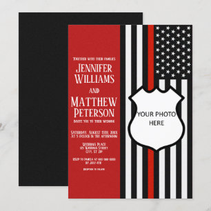 Invitation Insigne de photo de ligne rouge mince