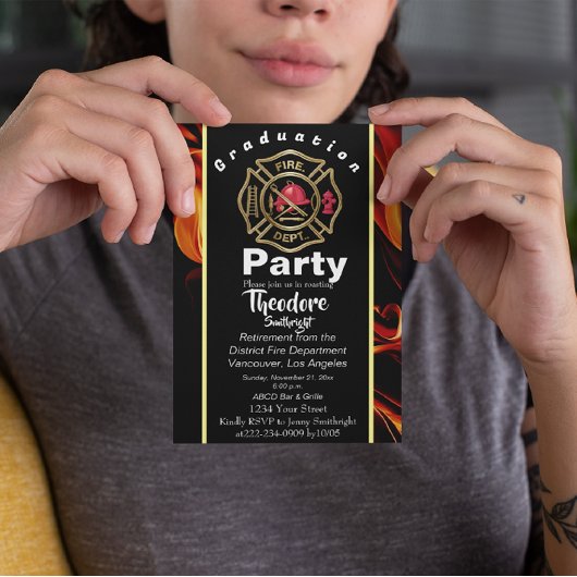 Invitation Insigne de pompier Graduation de pompier