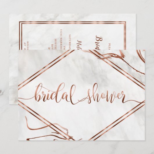 Invitation Inspiration moderne en cuivre et marbre italien Ma (Devant / Derrière)