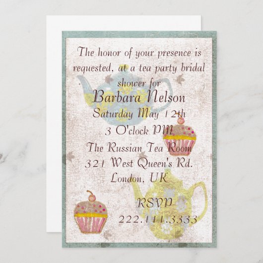 Invitation inspirée par un Tea Party (Devant / Derrière)