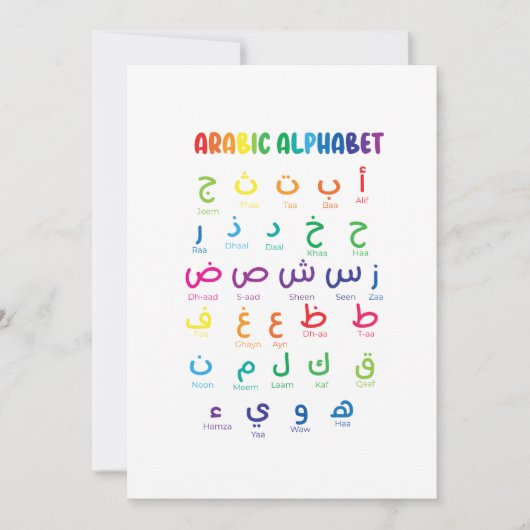 Invitation Inspirer l'apprentissage de l'arabe : Beau Alphabe (Devant)