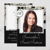 Invitation Instagram et sweet sixteen damassé (Devant / Derrière)