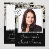 Invitation Instagram et sweet sixteen damassé (Devant / Derrière)