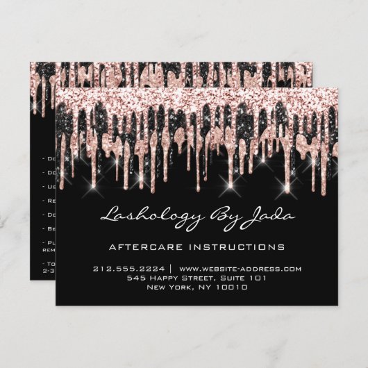 Invitation Instructions de soins postérieurs Lashes Retour Ro (Devant / Derrière)