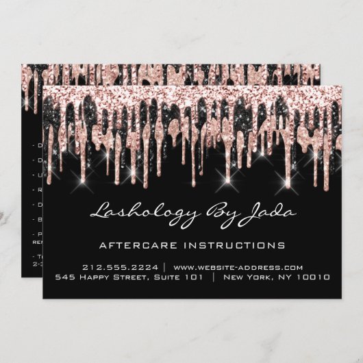 Invitation Instructions de suivi Lashes Back Rose Gold Driver (Devant / Derrière)