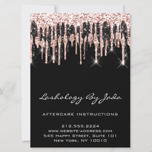 Invitation Instructions de suivi Lashes Retour Rose Moderne (Devant)
