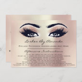 Invitation Instructions de suivi Lashes Rose Blush Maquillage (Devant / Derrière)
