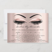 Invitation Instructions de suivi Lashes Rose Brows Maquillage (Devant)