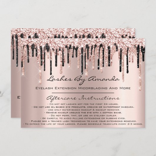 Invitation Instructions de suivi Lashes Rose Drips maquillage (Devant / Derrière)