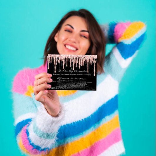 Invitation Instructions de suivi Lashes Rose Drips maquillage