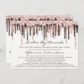 Invitation Instructions de suivi Lashes Rose Drips maquillage (Devant / Derrière)