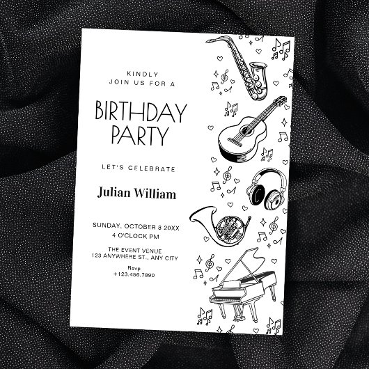 Invitation instruments de musique anniversaire