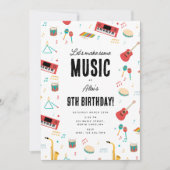 Invitation Instruments de musique Thème de fête d'anniversair (Devant)