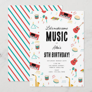 Invitation Instruments de musique Thème de fête d'anniversair