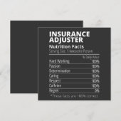 Invitation Insurance Adjuster Nutrition Facts Funny (Devant / Derrière)