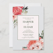Invitation Intemporel Floral Blush Mariage vert rouge (Devant)