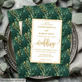 Invitation intemporelle Emerald Green Feuilles de