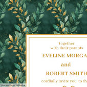 Invitation intemporelle Emerald Green Feuilles de