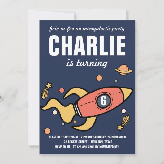 Invitation Intergalactique / Rocket Anniversaire Fête Invitat (Devant)