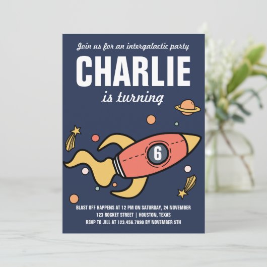 Invitation Intergalactique / Rocket Anniversaire Fête Invitat (Debout devant)