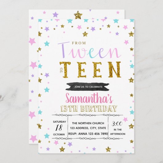 Invitation Interpolation colorée à l'invitation d'un ado (Devant / Derrière)