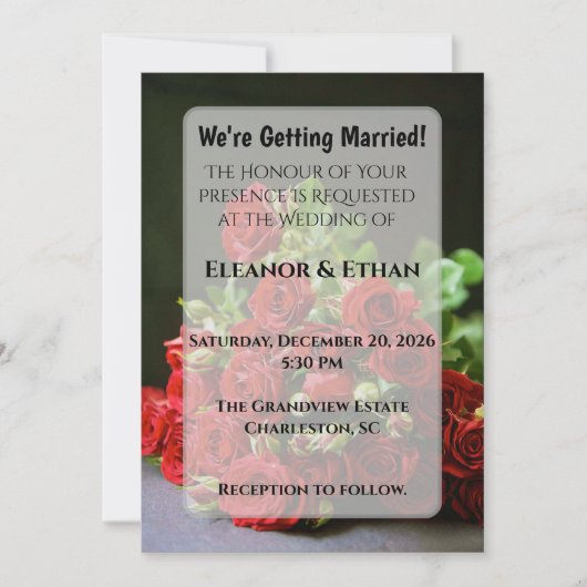 Invitation Intimate Close-Up Red Rose Hand-Held Engagement (Devant)