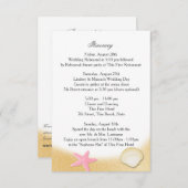 Invitation Intinéraire Mariage rose de Sparkle Beach Seashell (Devant / Derrière)