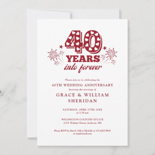 Invitation Into Forever Ruby 40th Mariage Anniversary Photo (Devant)