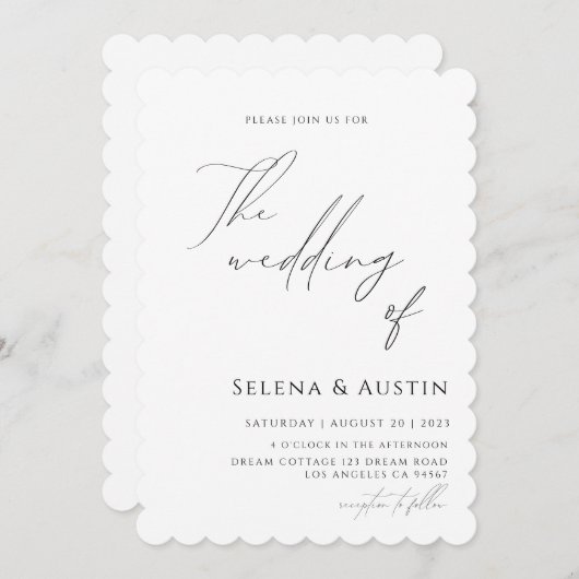 Invitation Inv Mariage Handscript Minimaliste (Devant / Derrière)