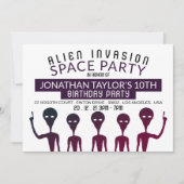 Invitation Invasion Alien fête d'anniversaire (Devant)