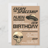 Invitation Invasion Alien Thème, Salle d'évasion, Fête d'anni (Devant)