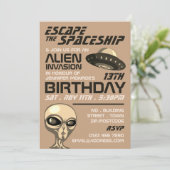Invitation Invasion Alien Thème, Salle d'évasion, Fête d'anni (Debout devant)