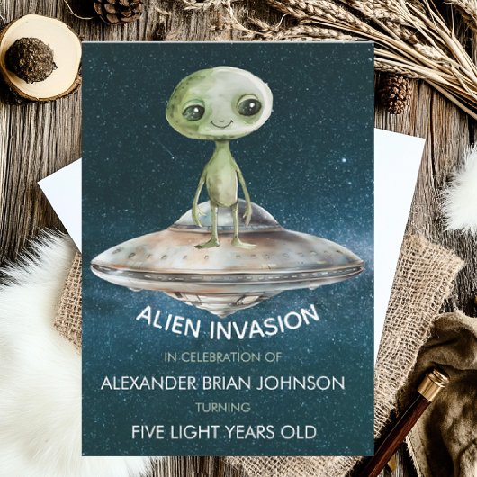 Invitation Invasion d'aliens d'âge personnalisé dans l'espace