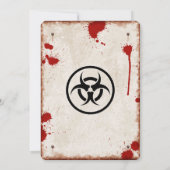Invitation Invasion de zombies avec taches de sang et panneau (Dos)