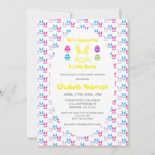 Invitation Inventer Un Petit Baby shower De Lapin (Devant)
