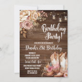 Invitation Invi d'anniversaire de cowgirl rustique du sud-oue (Devant)
