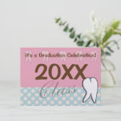 Invitation Inviations pour les diplômes dentaires rose et ble (Debout devant)