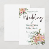 Invitation Invit florale mariage floral à l'aquarelle et à l' (Devant / Derrière)