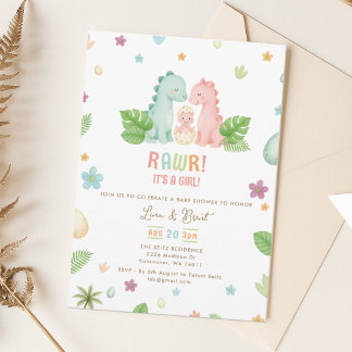 Invitation Invitación a Baby Shower de dinosaurios