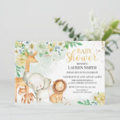 Invitation Invitación a Baby Shower para animales florales (Debout devant)