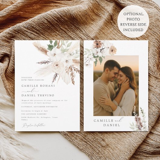 Invitation Invitación a una boda de boho floral rústica con f