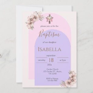 Invitation Invitación al bautismo rosado