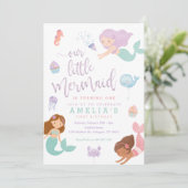 Invitation Invitación al cumpleaños de la sirena bajo el mar (Debout devant)