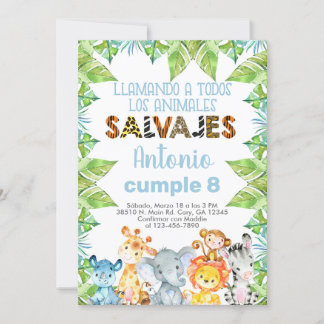 Invitation Invitación animaux safari, niño, garçon, jungle.