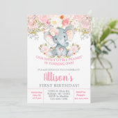 Invitation Invitación Anniversaire de l'éléphant rose et des  (Debout devant)