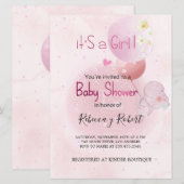 INVITATION INVITACIÓN BABY SHOWER CUTE HIPO. POUR BÉBÉ FILLE (Devant / Derrière)